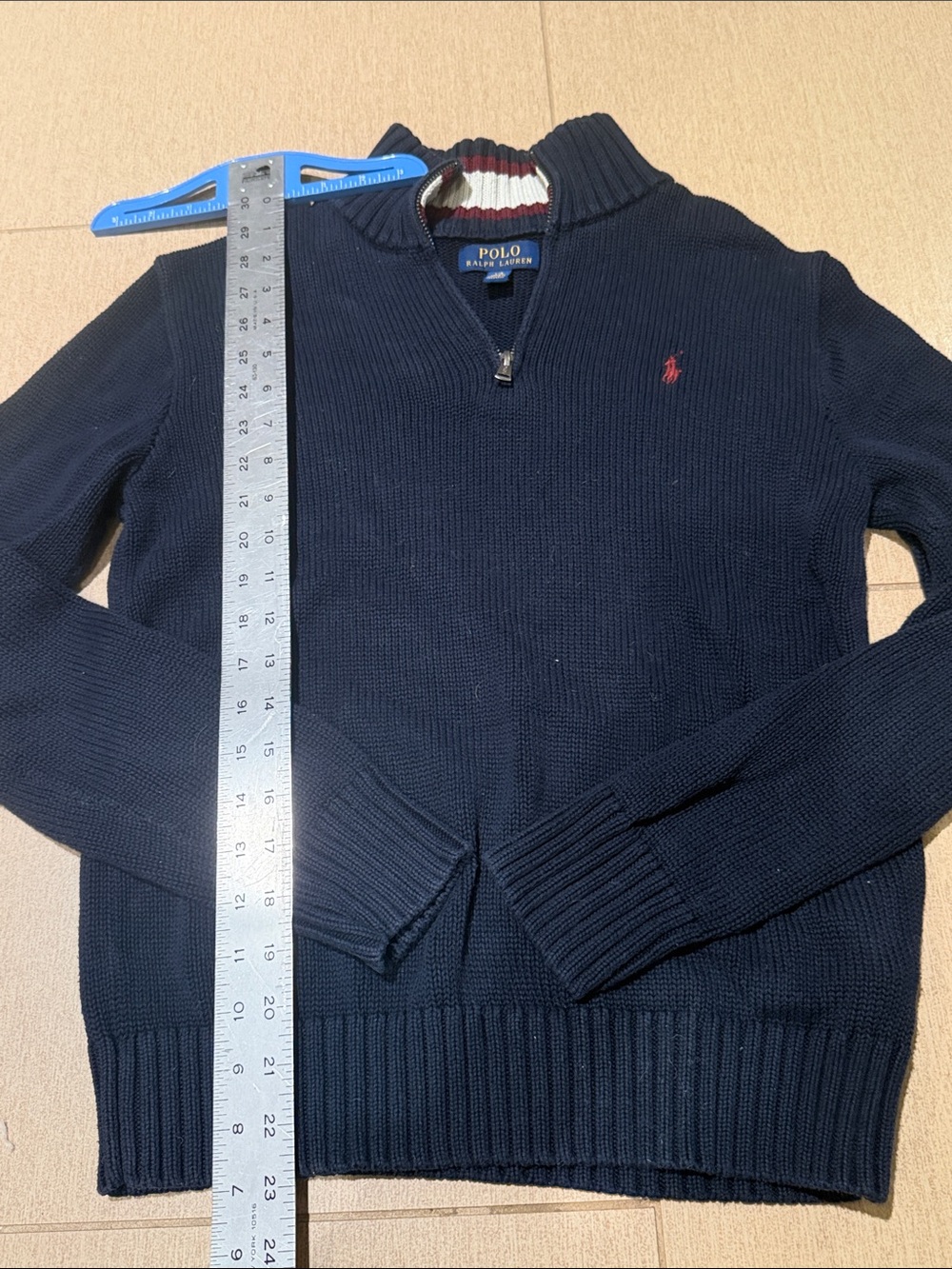 Polo by Ralph Lauren Navy Half-Zip Sweater with Red Pony 14-16